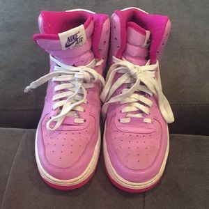 Pink high top Nike Air Force 1